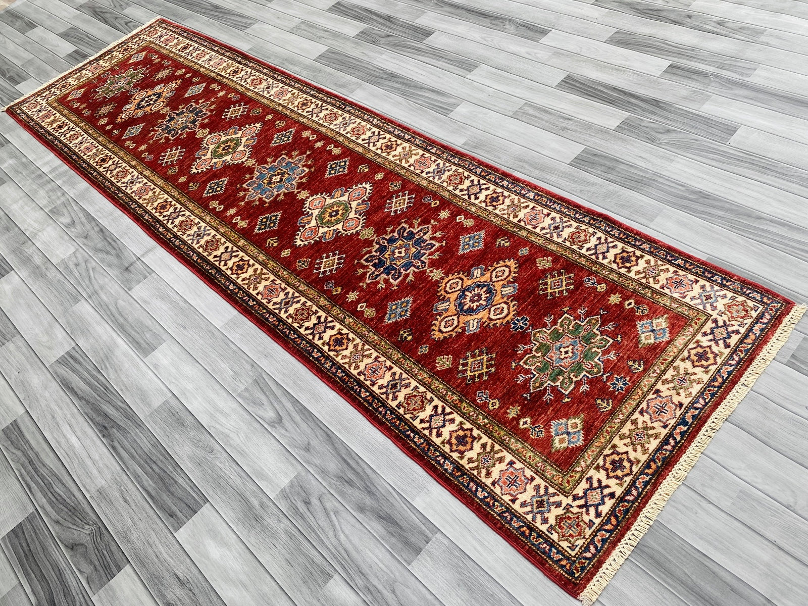 Traditional Hall Runner Rug Handmade Traditional Kazak Hallway Runner Rug 295CM x 85CM SS#85 ...