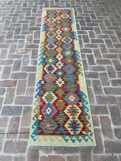 Handmade Flat Weave  Kilim Hallway Runner Rug |306 CM x 75 CM KA#33