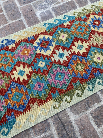 Handmade Flat Weave  Kilim Hallway Runner Rug |306 CM x 75 CM KA#33