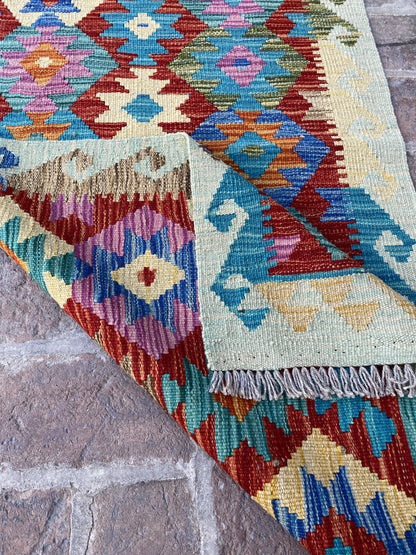 Handmade Flat Weave  Kilim Hallway Runner Rug |306 CM x 75 CM KA#33