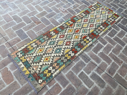 Handmade Flat Weave  Kilim Hallway Runner Rug| 248CM x 76CM KA#22