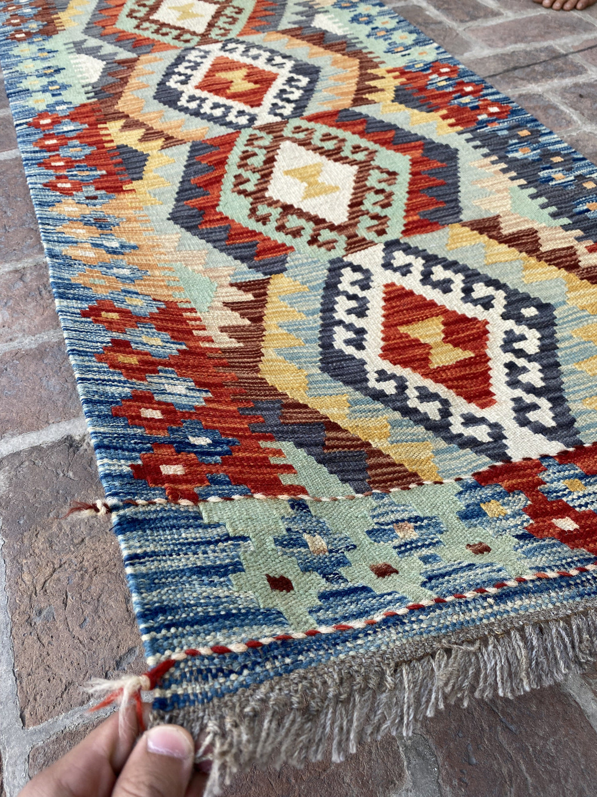Handmade Flat Weave  Kilim Hallway Runner Rug| 292CM x 77CM KA#20