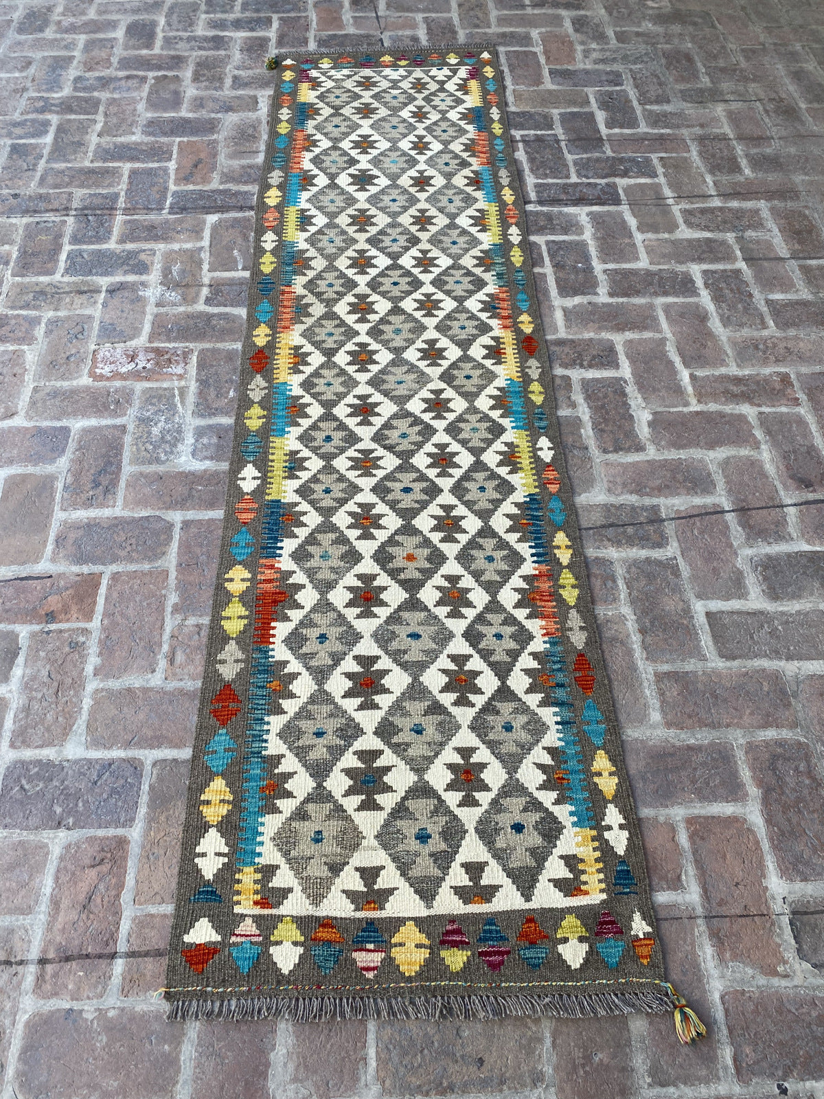 Handmade Flat Weave  Kilim Hallway Runner Rug| 301CM x 79CM KA#25