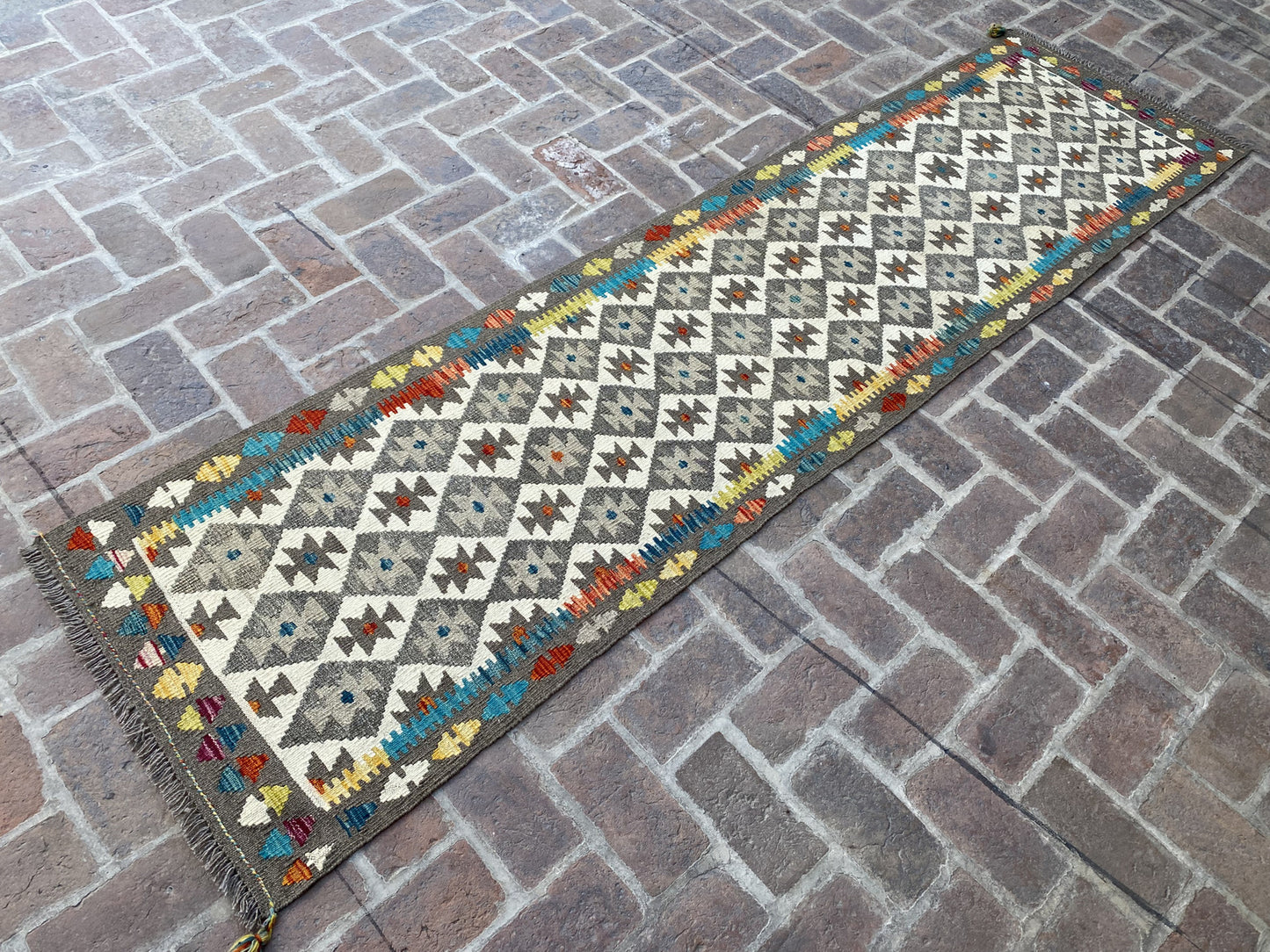 Handmade Flat Weave  Kilim Hallway Runner Rug| 301CM x 79CM KA#25