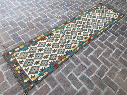 Handmade Flat Weave  Kilim Hallway Runner Rug| 301CM x 79CM KA#25