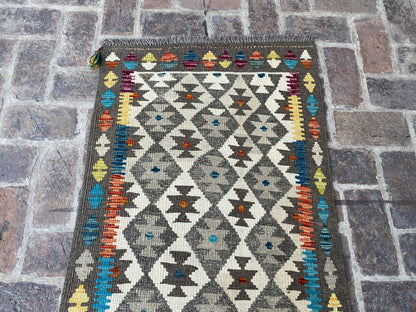 Handmade Flat Weave  Kilim Hallway Runner Rug| 301CM x 79CM KA#25