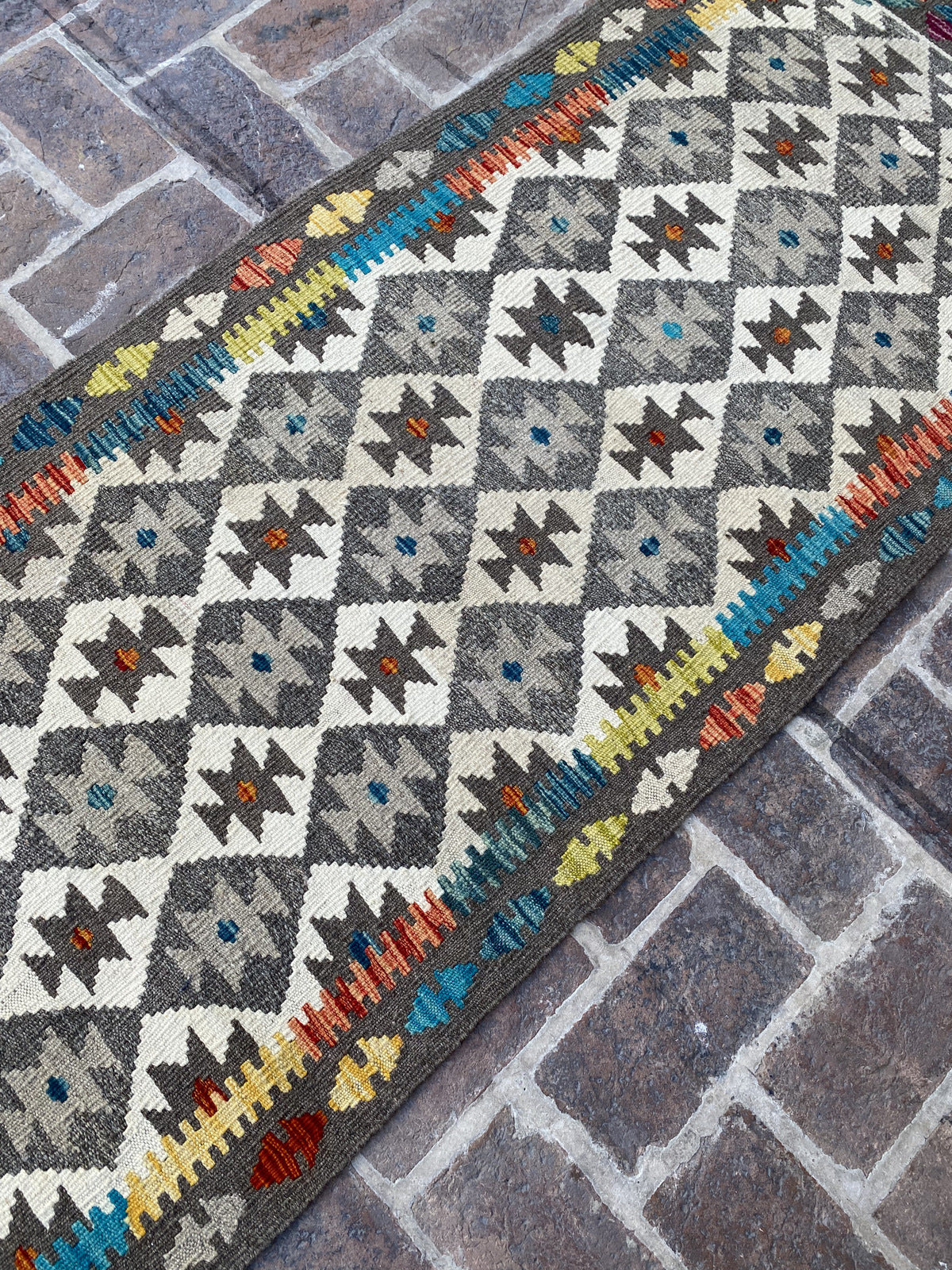 Handmade Flat Weave  Kilim Hallway Runner Rug| 301CM x 79CM KA#25