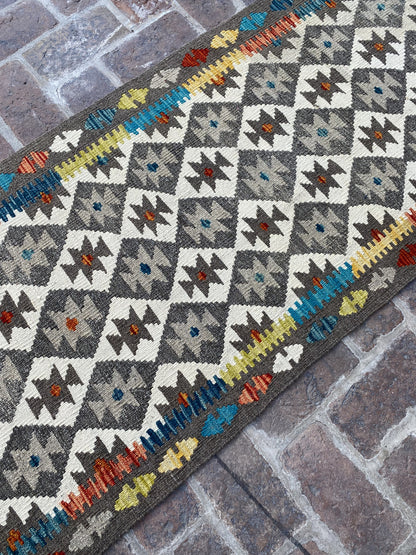 Handmade Flat Weave  Kilim Hallway Runner Rug| 301CM x 79CM KA#25