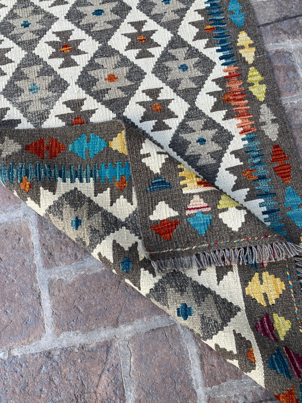 Handmade Flat Weave  Kilim Hallway Runner Rug| 301CM x 79CM KA#25