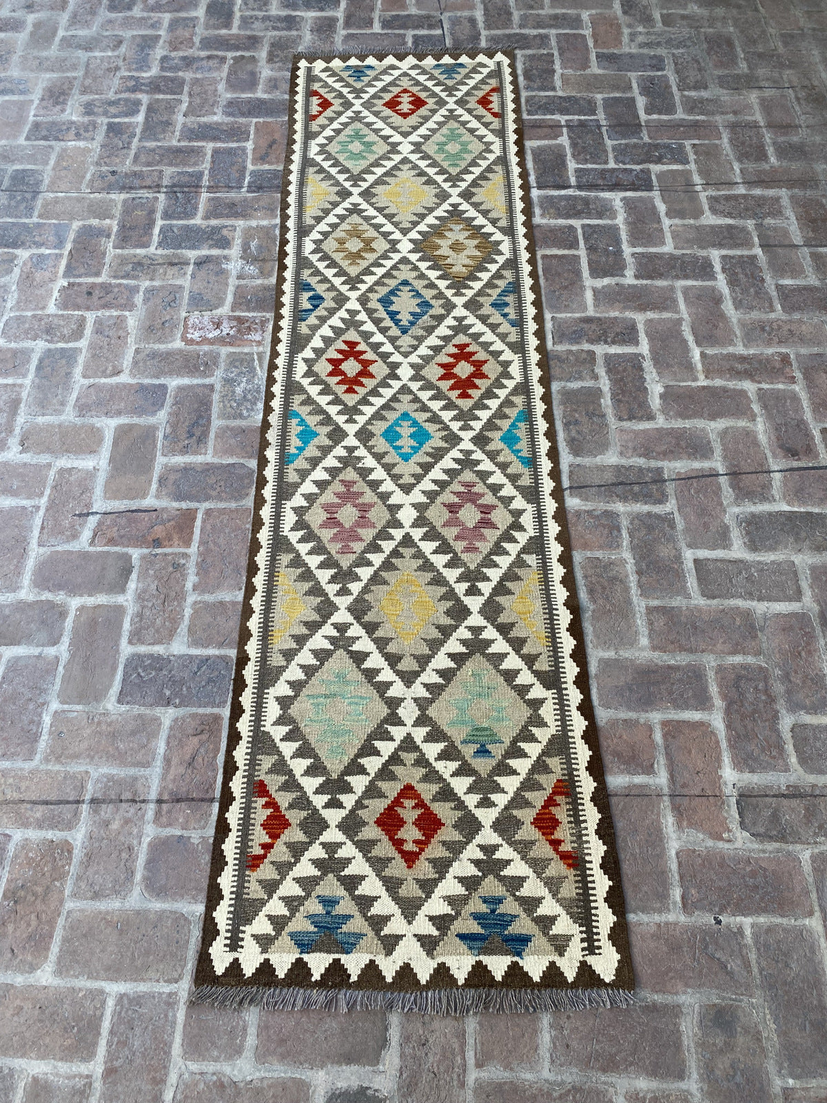 Handmade Flat Weave  Kilim Hallway Runner Rug| 315CM x 82CM KA#17