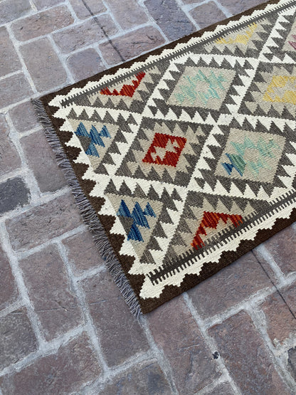 Handmade Flat Weave  Kilim Hallway Runner Rug| 315CM x 82CM KA#17