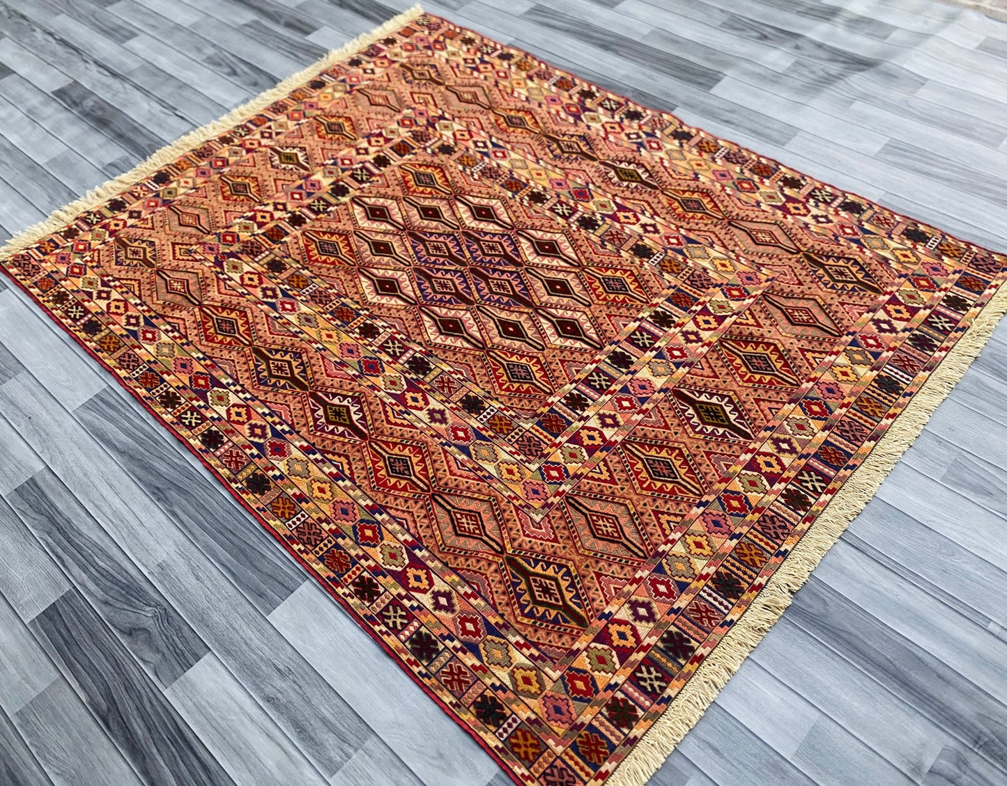 Handmade Afghan Fine Quality Meshwani Rug 190 CM x 150 CM ( SK #1373 )