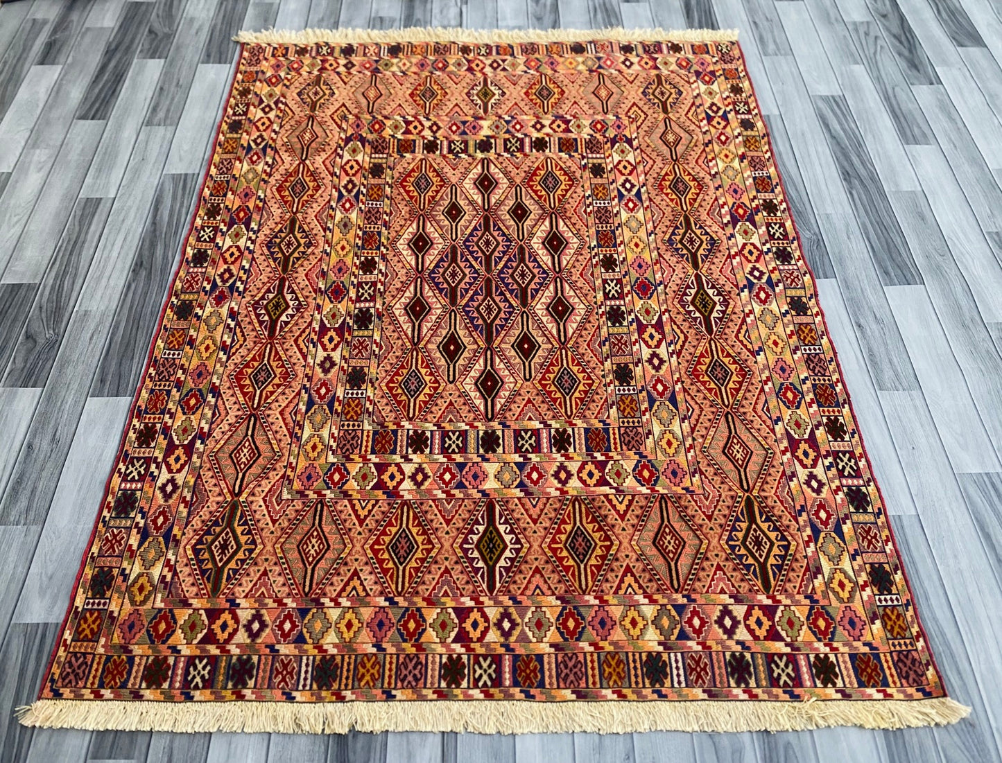 Handmade Afghan Fine Quality Meshwani Rug 190 CM x 150 CM ( SK #1373 )
