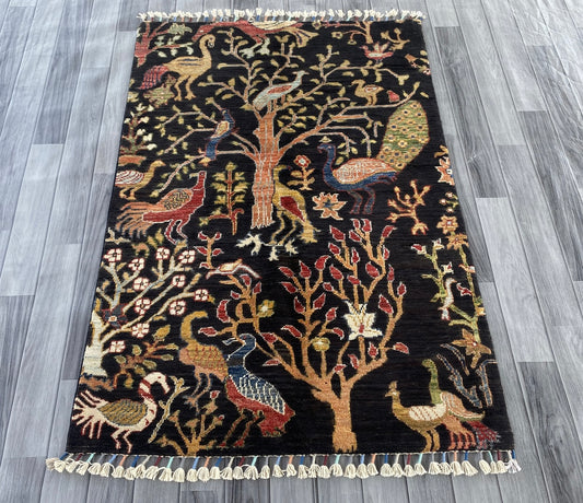 Handmade Chobi Pictorial Wool Rug 141 CM x 96 CM ( SS#67 ).