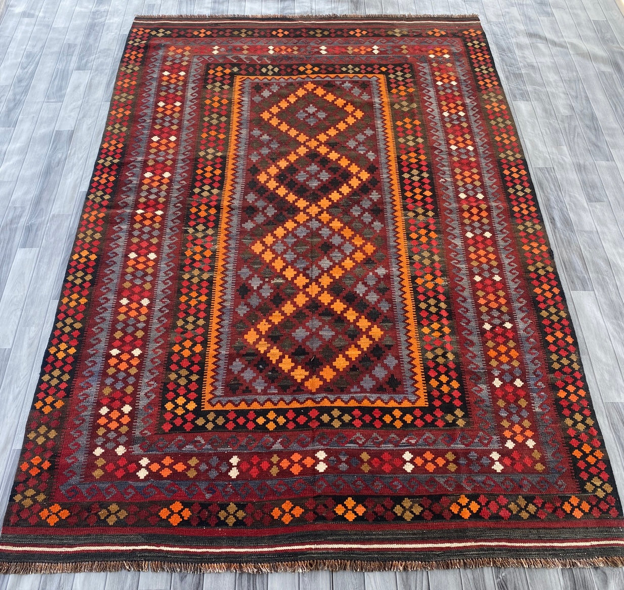 Handmade Afghan Traditional Old Kilim Rug 292 CM x  200 CM ( SS# 122 )