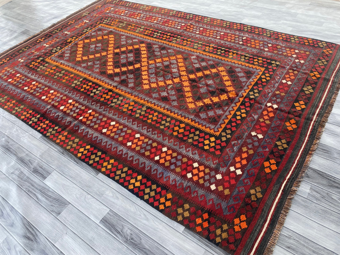Handmade Afghan Traditional Old Kilim Rug 292 CM x  200 CM ( SS# 122 )