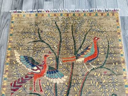 Handmade Chobi Pictorial Wool Rug  ( 148 CM x 98 CM ) SK#1364