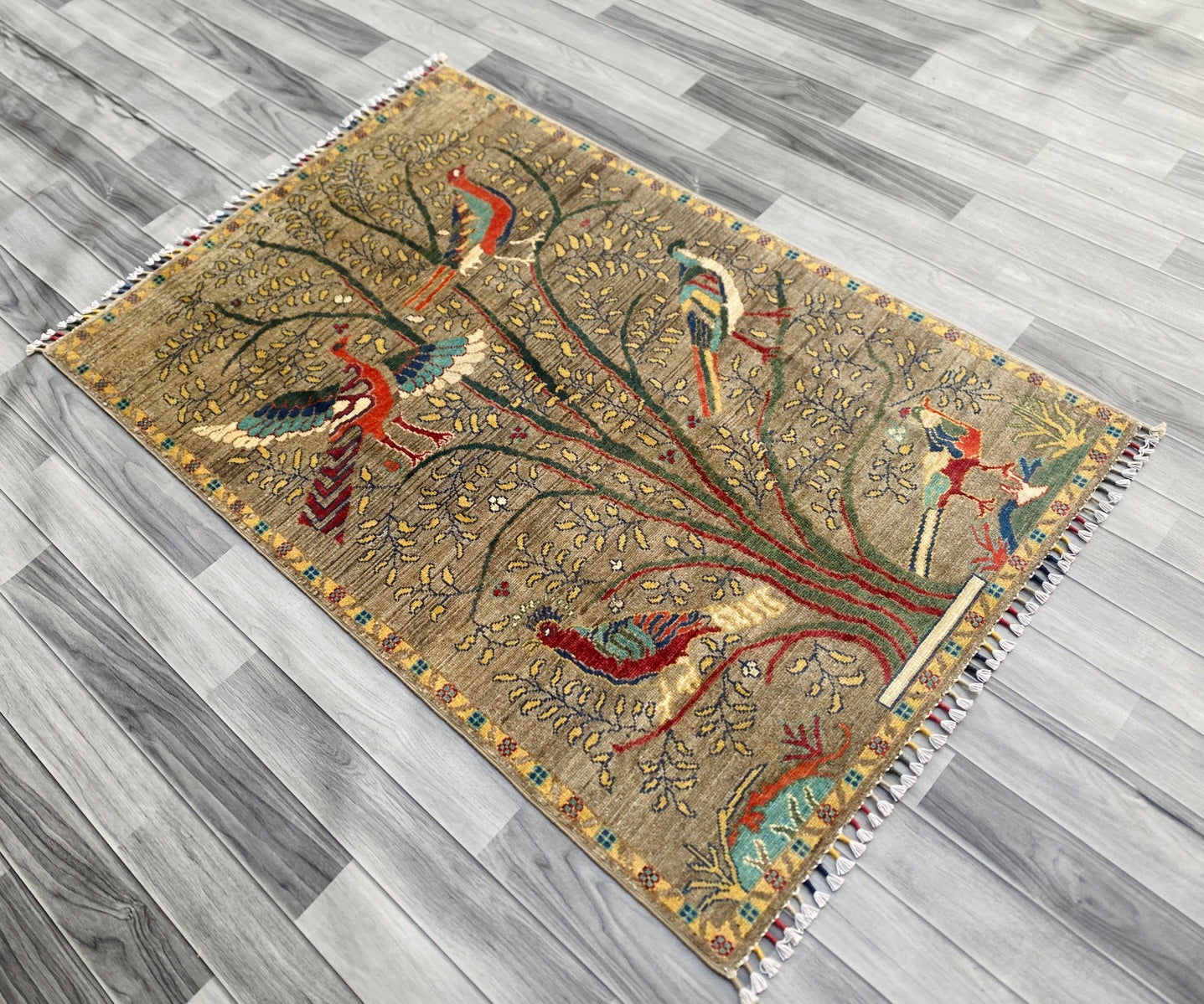 Handmade Chobi Pictorial Wool Rug  ( 148 CM x 98 CM ) SK#1364