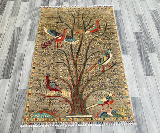 Handmade Chobi Pictorial Wool Rug  ( 148 CM x 98 CM ) SK#1364