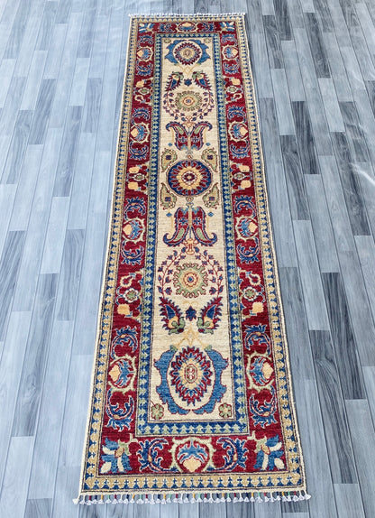 Handmade Afghan Chobi Hallway Runner Rug 304CM x 83CM ( SS#31).