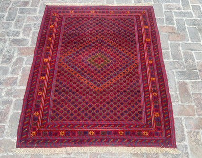Handmade Afghan Tribal Meshwani Rug 187 CM x 158 CM( KAB# 10495 )
