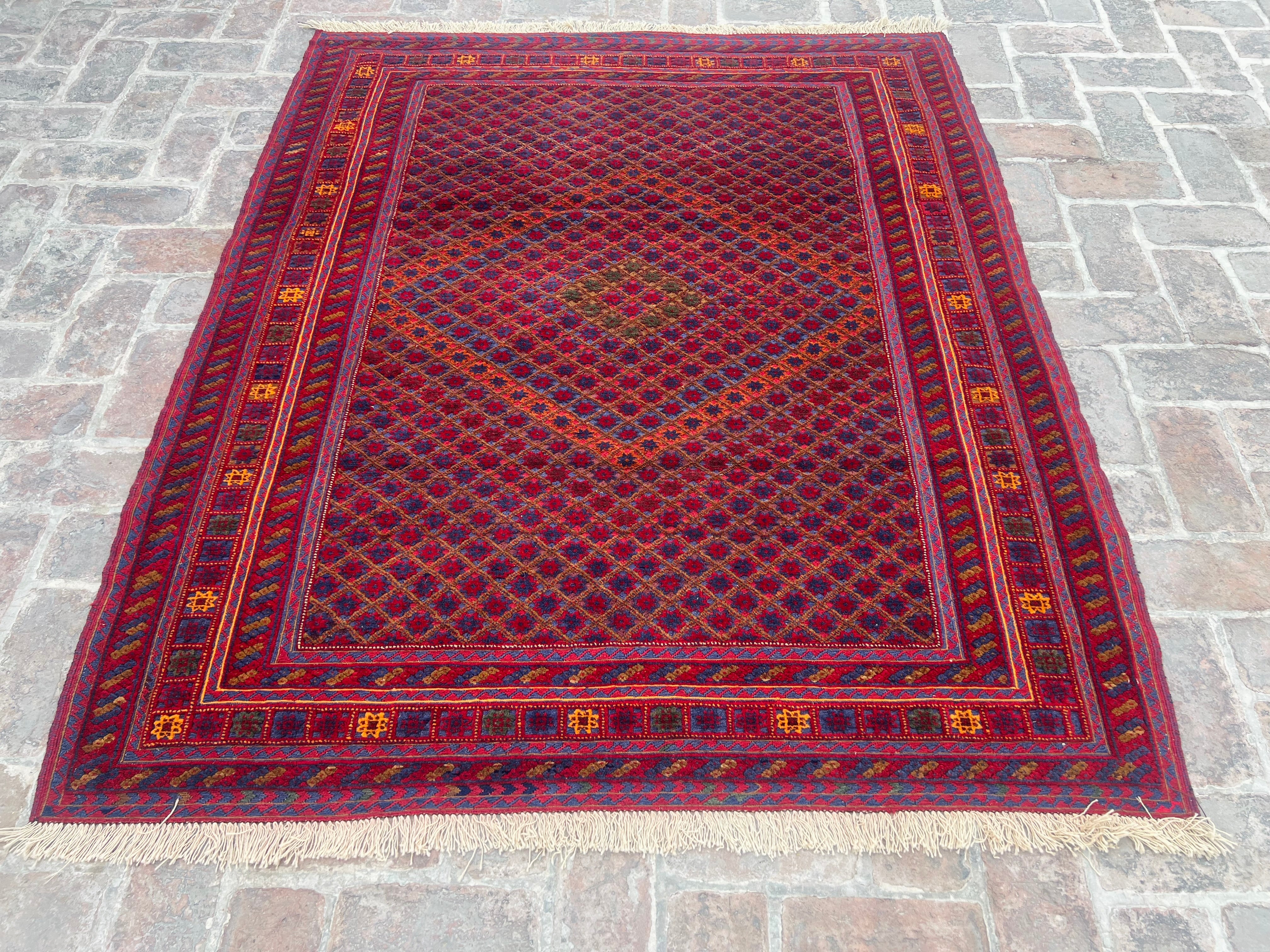 Handmade Afghan Tribal Meshwani Rug 187 CM x 158 CM KAB# 10495