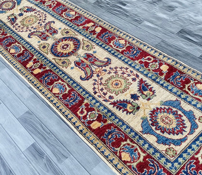 Handmade Afghan Chobi Hallway Runner Rug 304CM x 83CM ( SS#31).