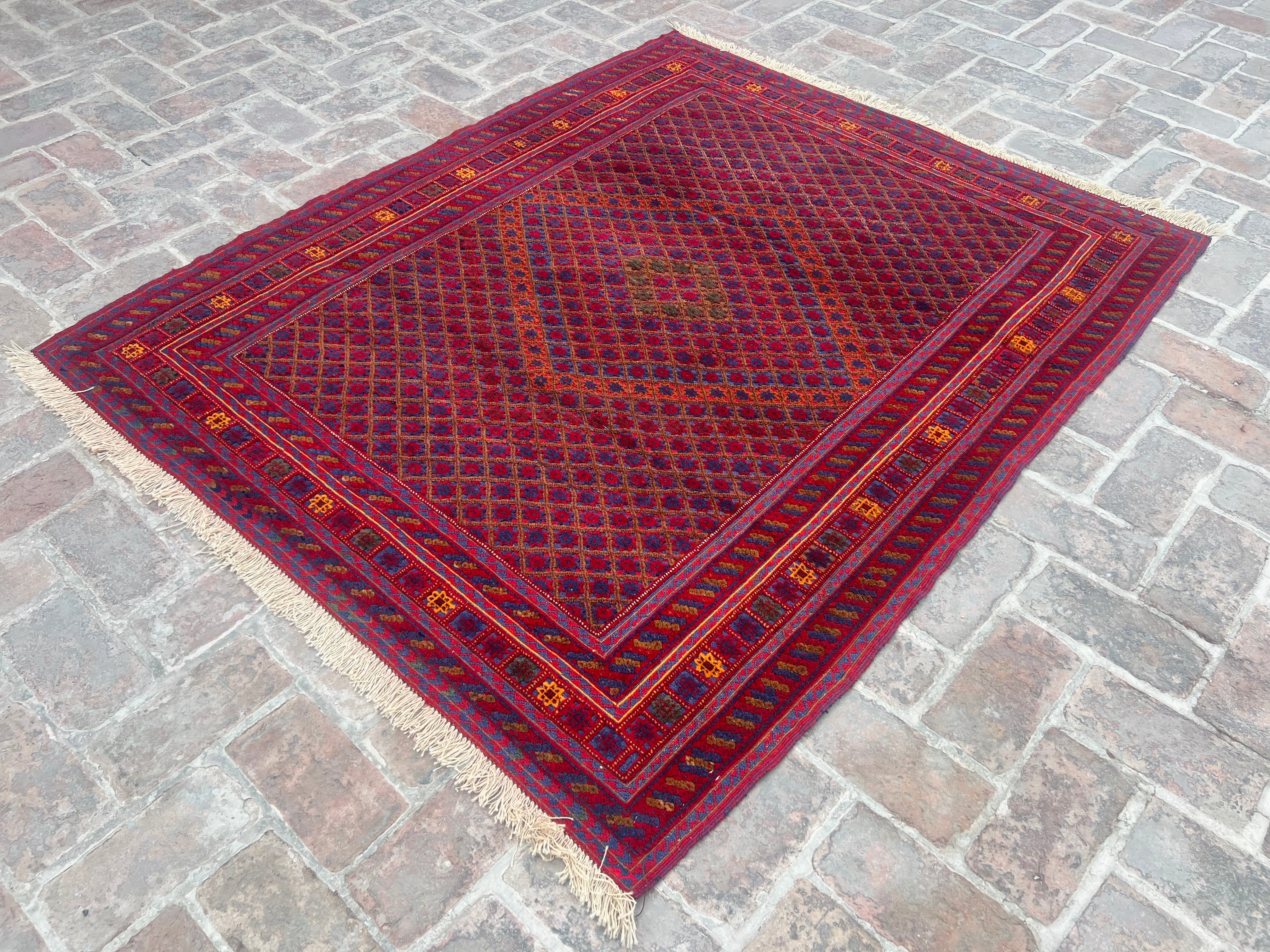 Handmade Afghan Tribal Meshwani Rug 187 CM x 158 CM KAB# 10495