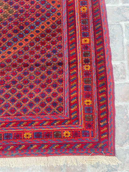 Handmade Afghan Tribal Meshwani Rug 187 CM x 158 CM( KAB# 10495 )