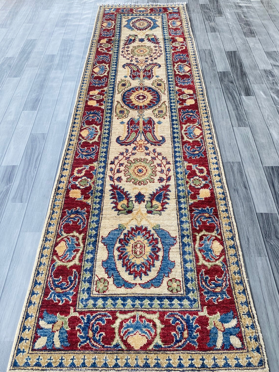Handmade Afghan Chobi Hallway Runner Rug 304CM x 83CM ( SS#31).