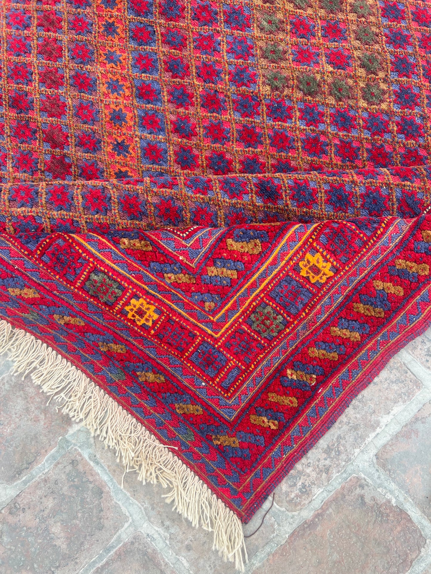 Handmade Afghan Tribal Meshwani Rug 187 CM x 158 CM( KAB# 10495 )