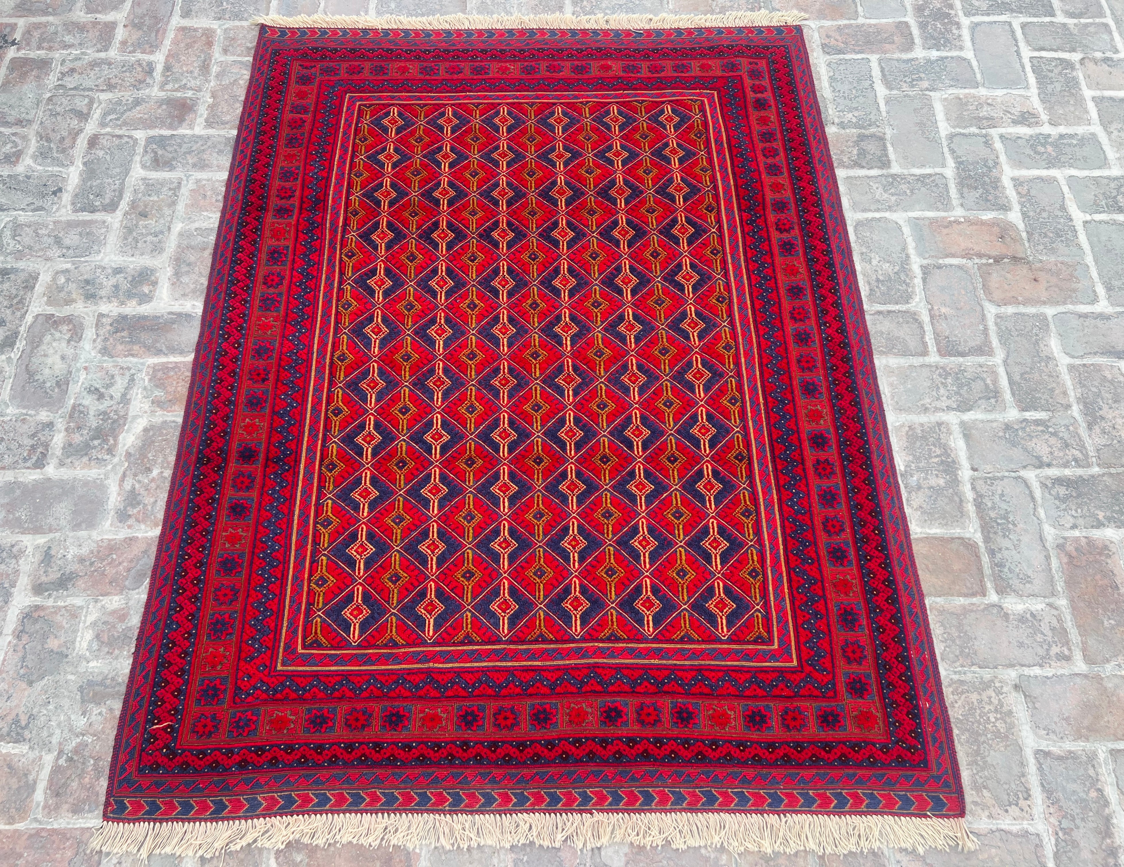 Handmade Afghan Tribal Meshwani Rug 200 CM x 152 CM KAB# 10399