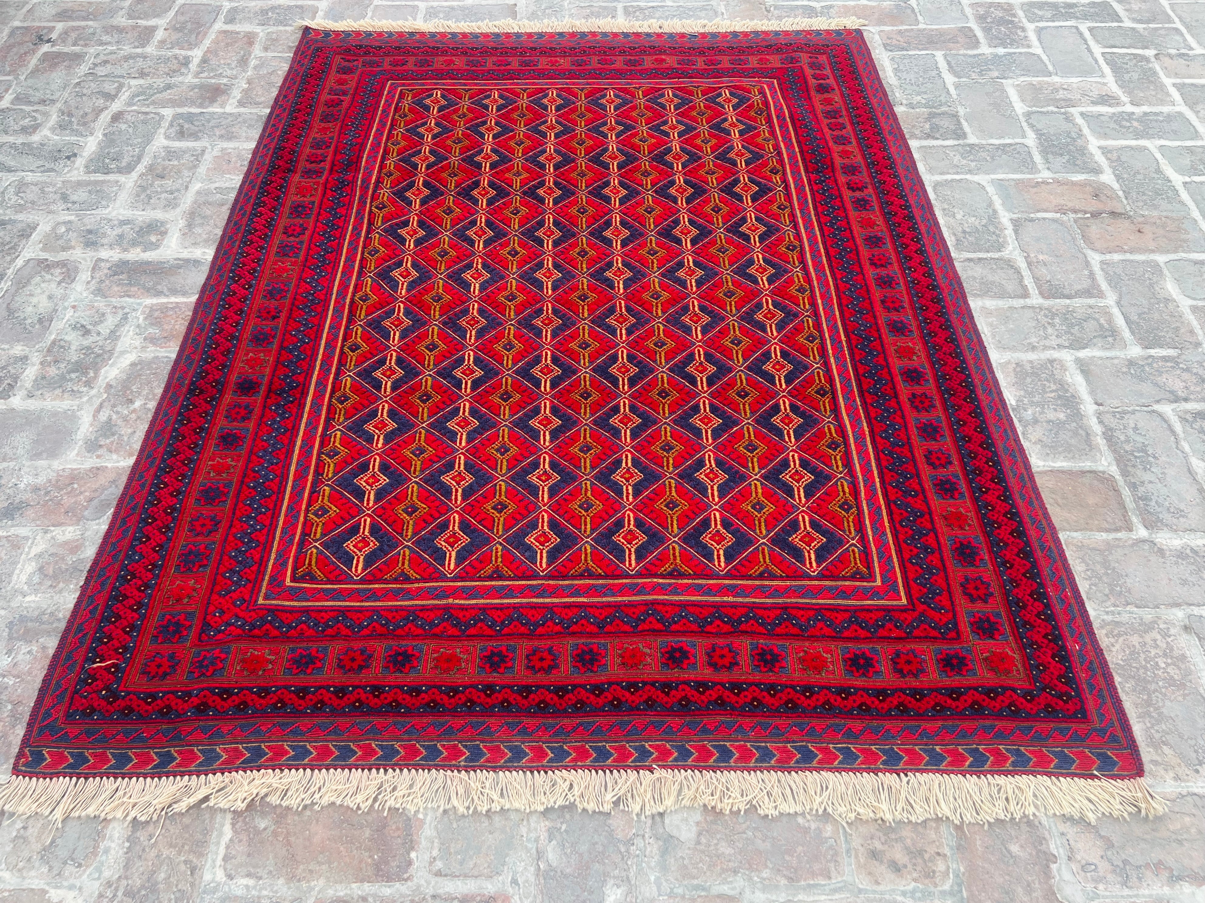 Handmade Afghan Tribal Meshwani Rug 200 CM x 152 CM KAB# 10399