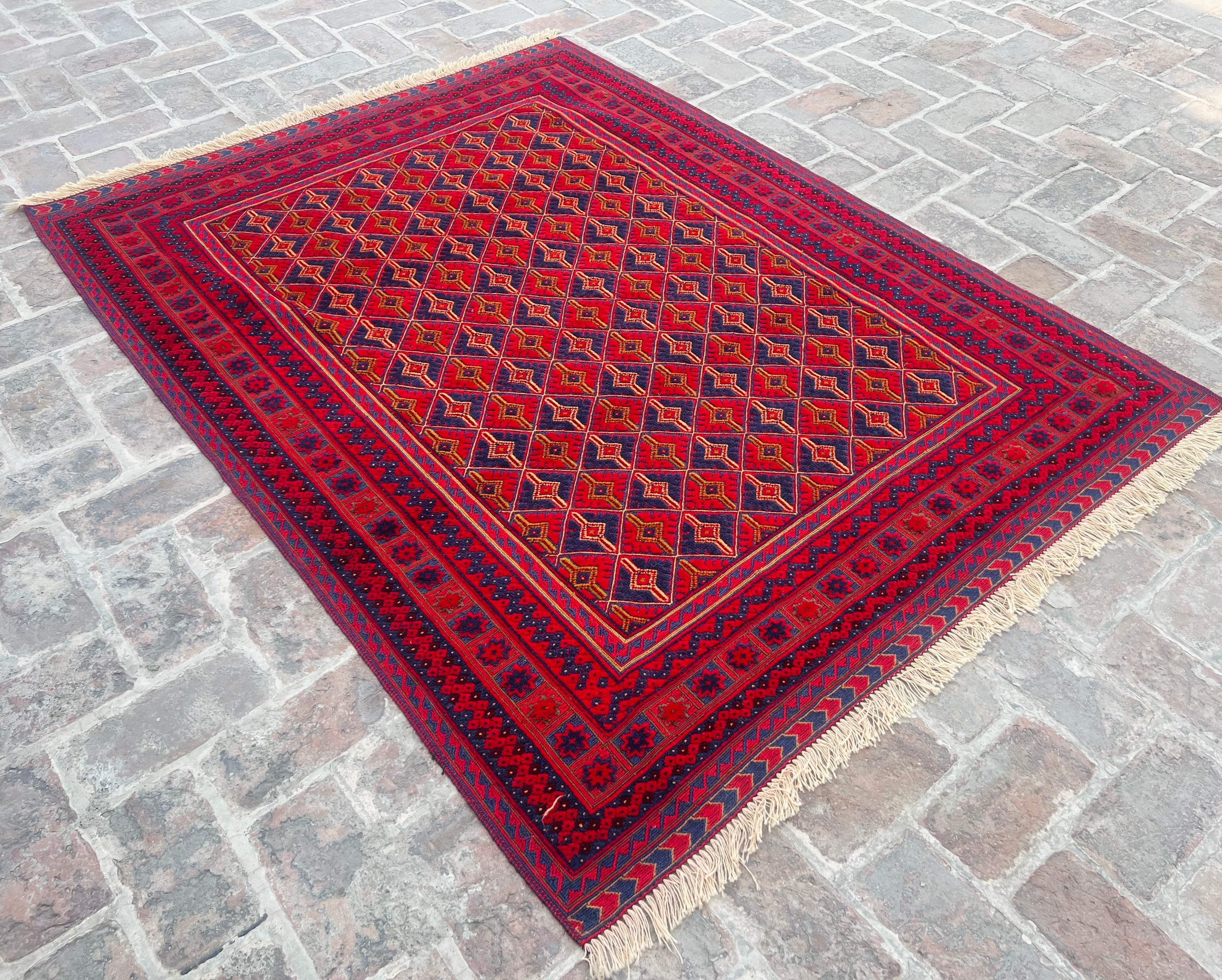 Handmade Afghan Tribal Meshwani Rug 200 CM x 152 CM KAB# 10399