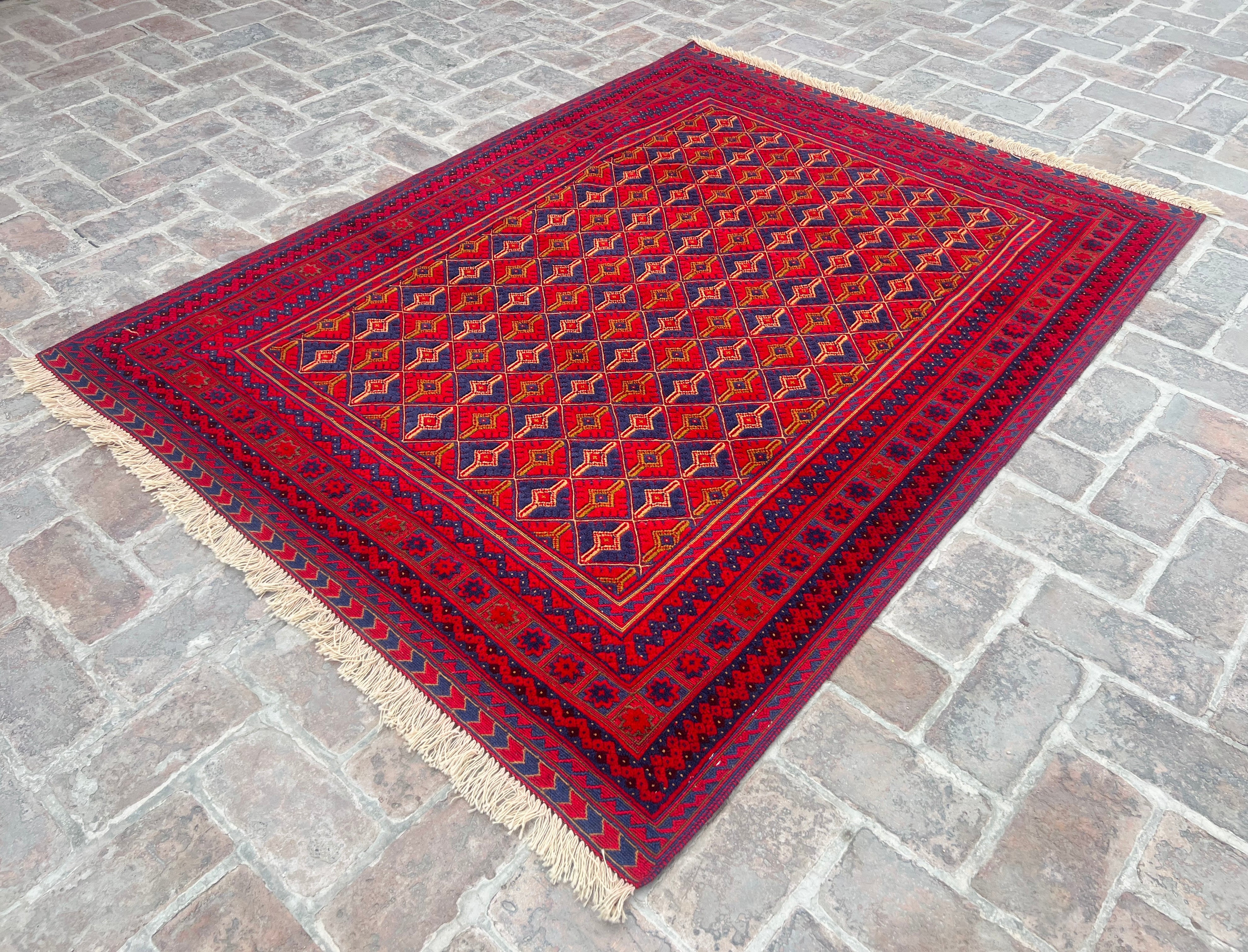 Handmade Afghan Tribal Meshwani Rug 200 CM x 152 CM KAB# 10399