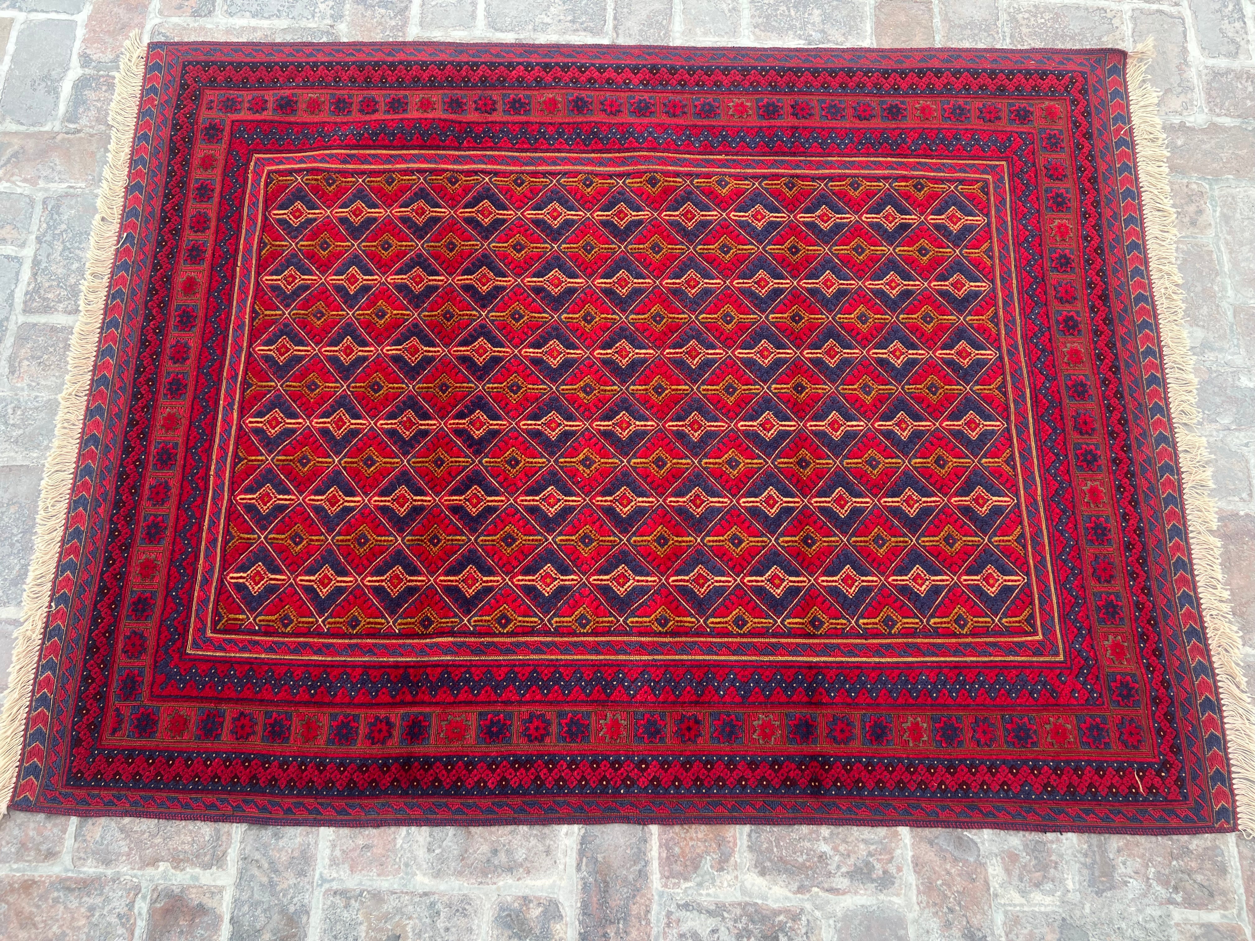 Handmade Afghan Tribal Meshwani Rug 200 CM x 152 CM KAB# 10399