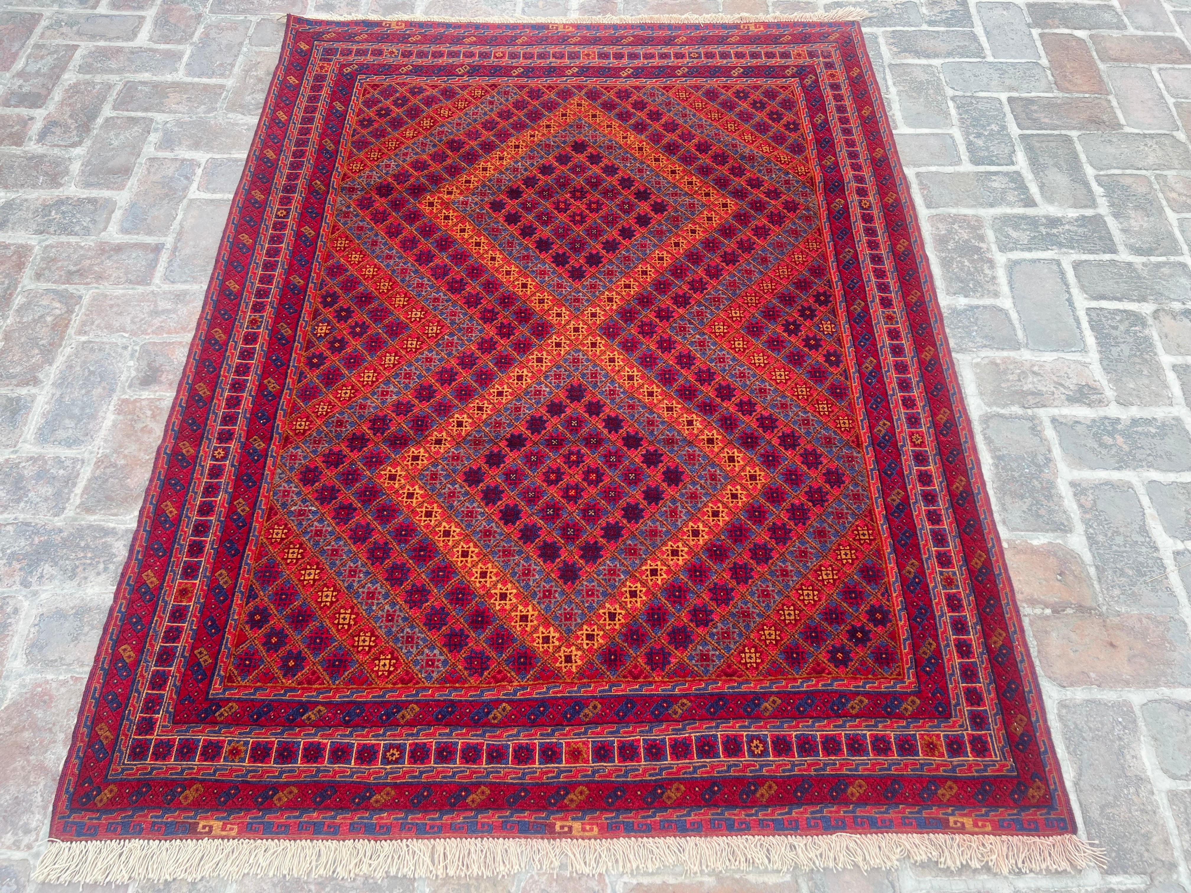 Handmade Afghan Tribal Meshwani Rug 200 CM x151 CM KAB# 10383