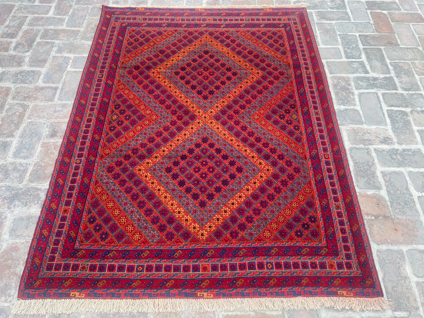 Handmade Afghan Tribal Meshwani Rug 200 CM x151 CM( KAB# 10383 )