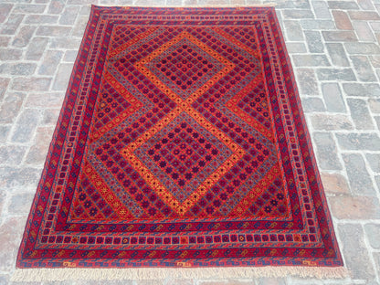 Handmade Afghan Tribal Meshwani Rug 200 CM x151 CM( KAB# 10383 )