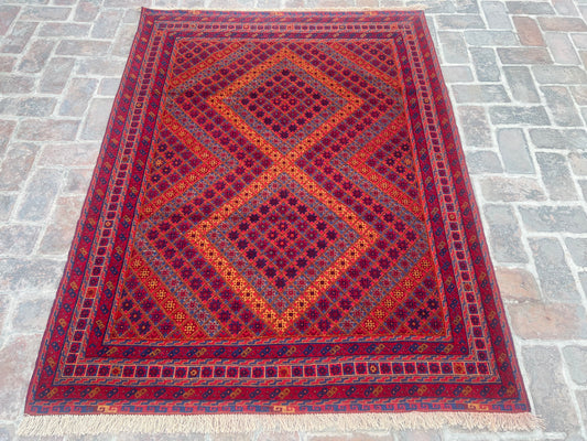 Handmade Afghan Tribal Meshwani Rug 200 CM x151 CM( KAB# 10383 )