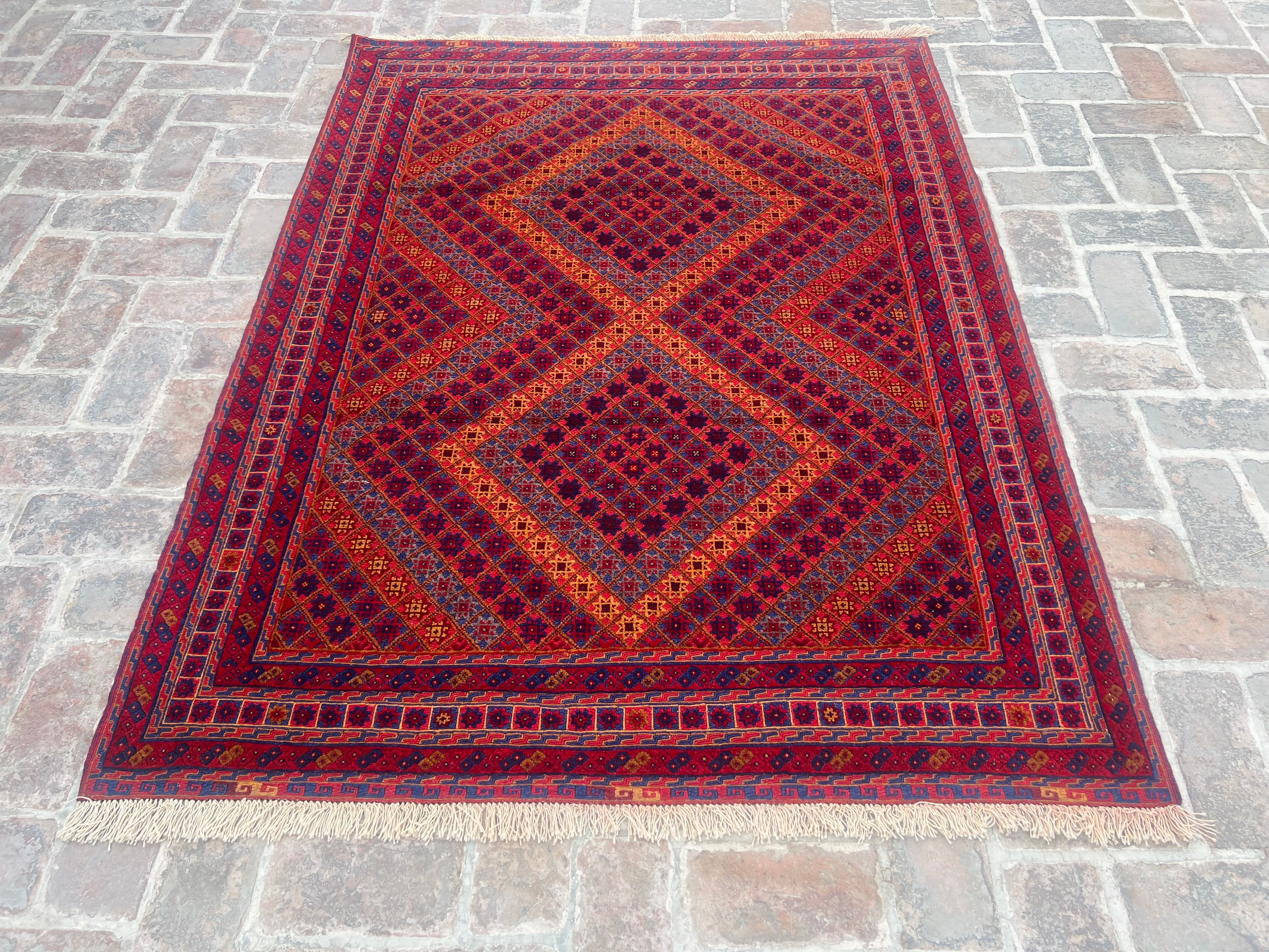 Handmade Afghan Tribal Meshwani Rug 200 CM x151 CM KAB# 10383