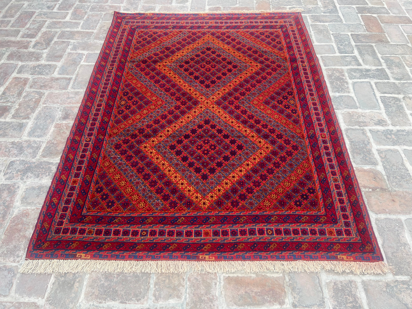 Handmade Afghan Tribal Meshwani Rug 200 CM x151 CM( KAB# 10383 )