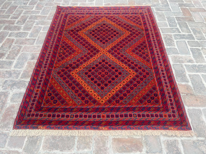 Handmade Afghan Tribal Meshwani Rug 200 CM x151 CM( KAB# 10383 )