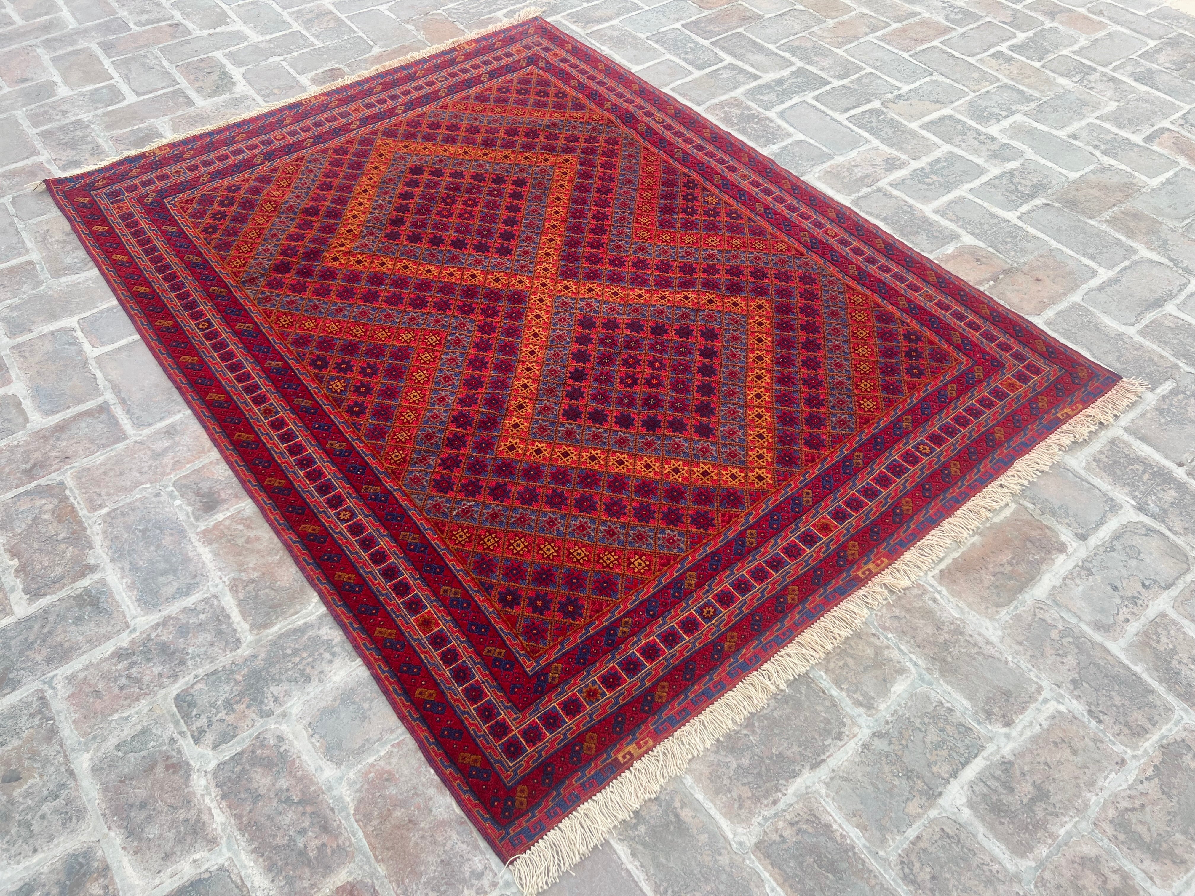 Handmade Afghan Tribal Meshwani Rug 200 CM x151 CM KAB# 10383