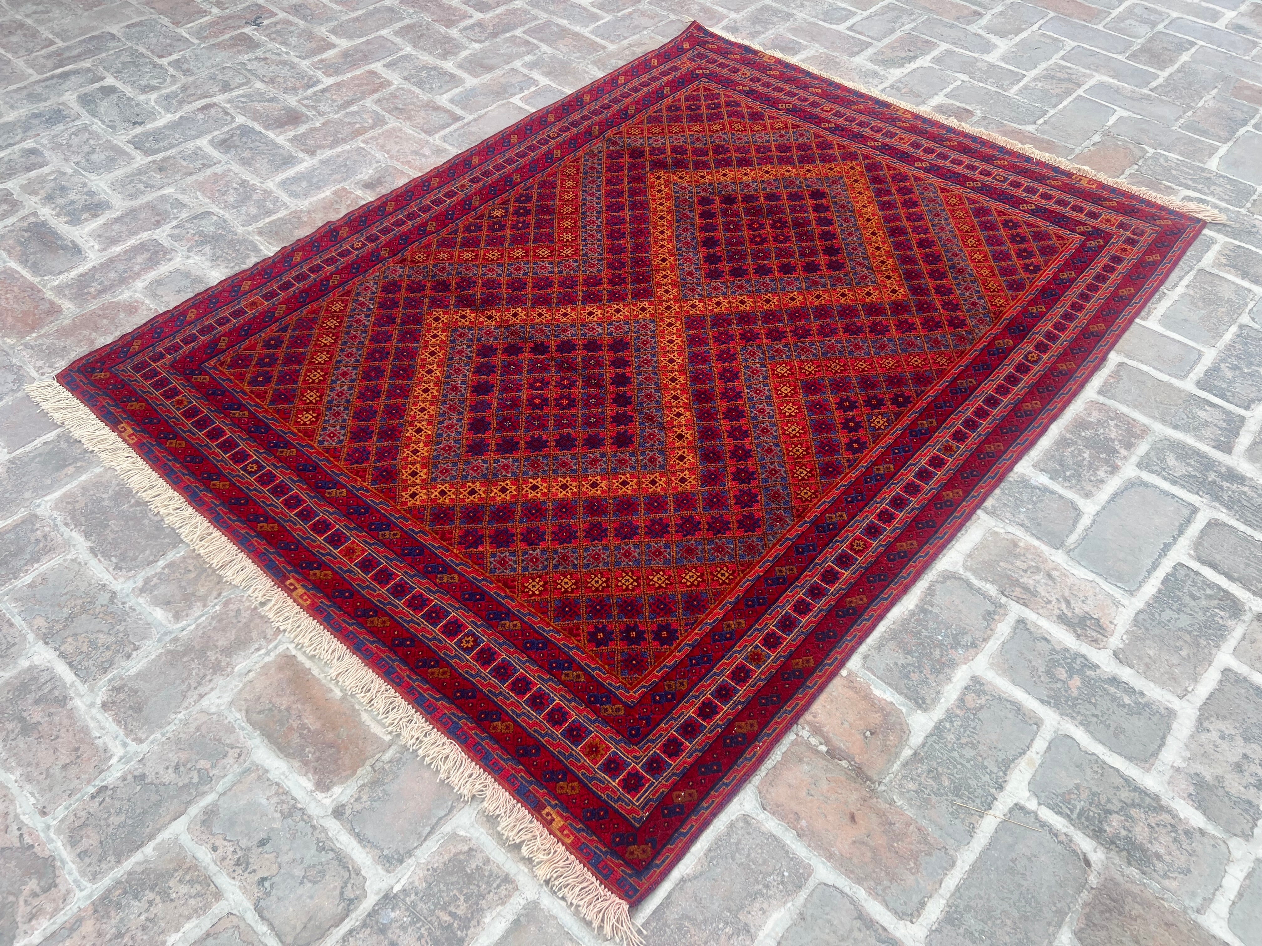 Handmade Afghan Tribal Meshwani Rug 200 CM x151 CM KAB# 10383