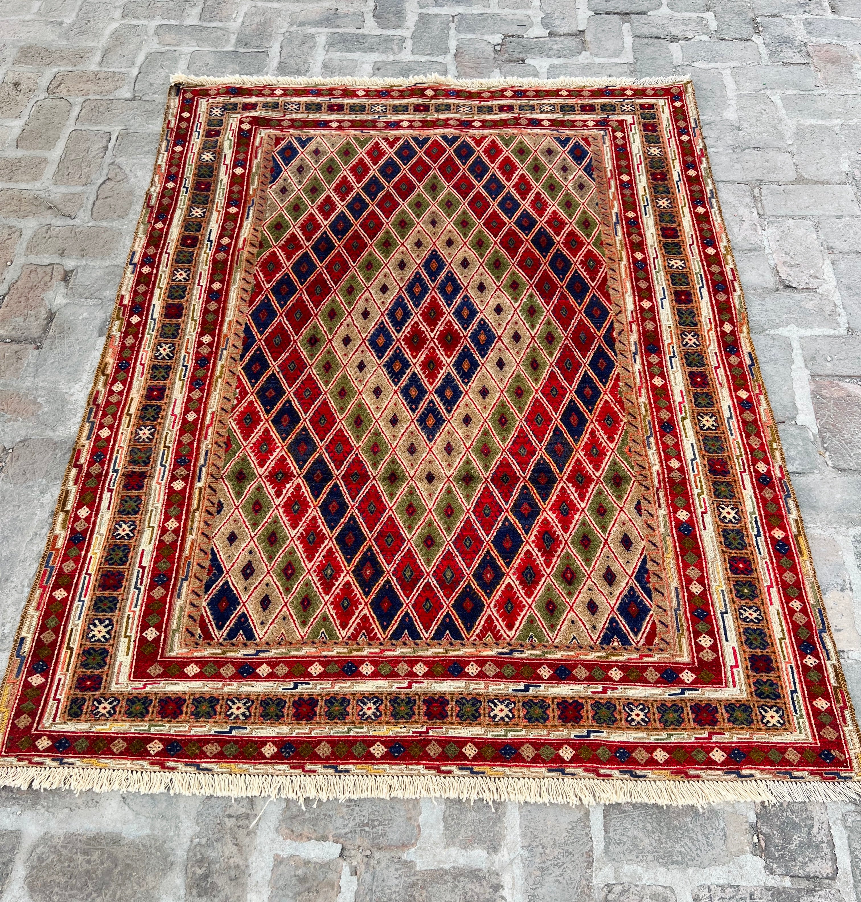 Handmade Afghan Tribal Meshwani Rug 201 CM x156 CM KAB#10084