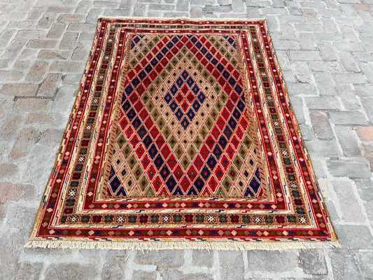 Handmade Afghan Tribal Meshwani Rug 201 CM x156 CM( KAB#10084)
