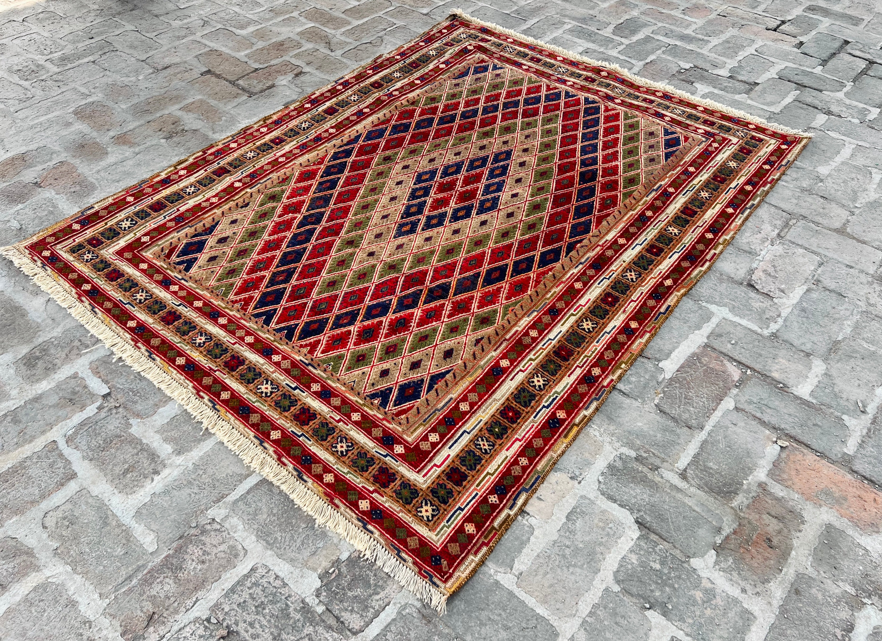 Handmade Afghan Tribal Meshwani Rug 201 CM x156 CM KAB#10084