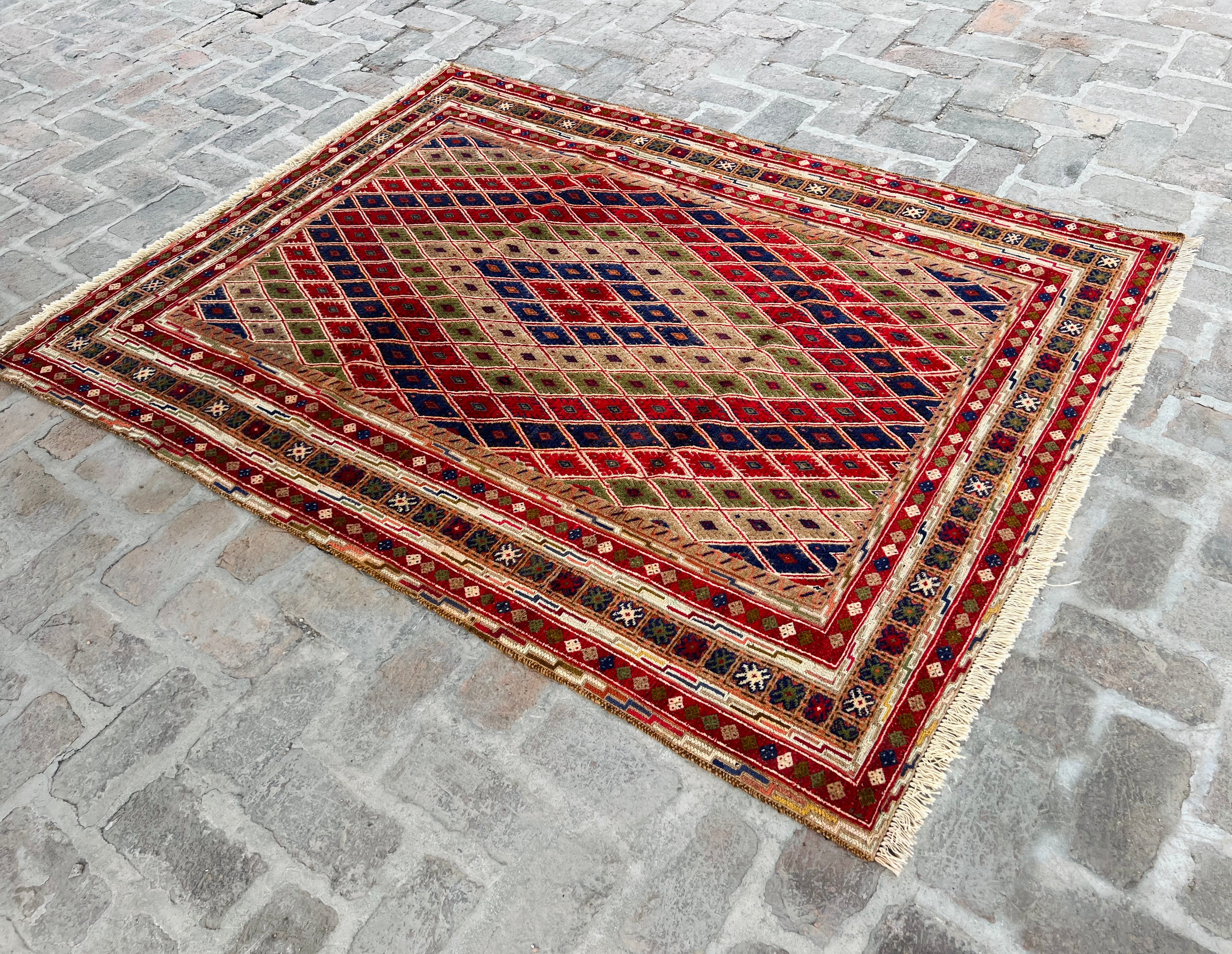 Handmade Afghan Tribal Meshwani Rug 201 CM x156 CM KAB#10084