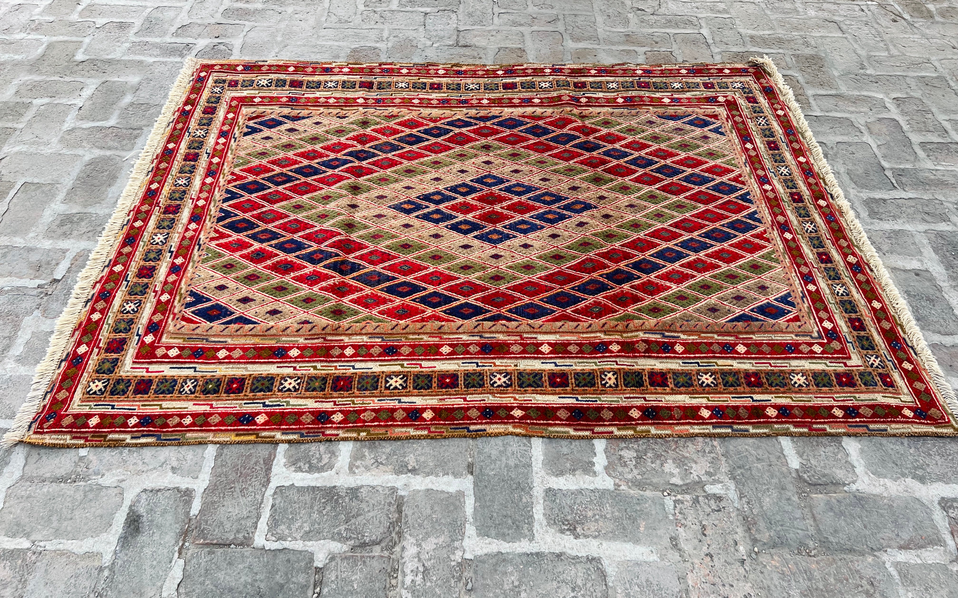 Handmade Afghan Tribal Meshwani Rug 201 CM x156 CM KAB#10084